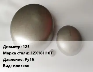 Заглушка нержавеющая 125 Сталь: 12Х18Н10Т Ру16 плоская